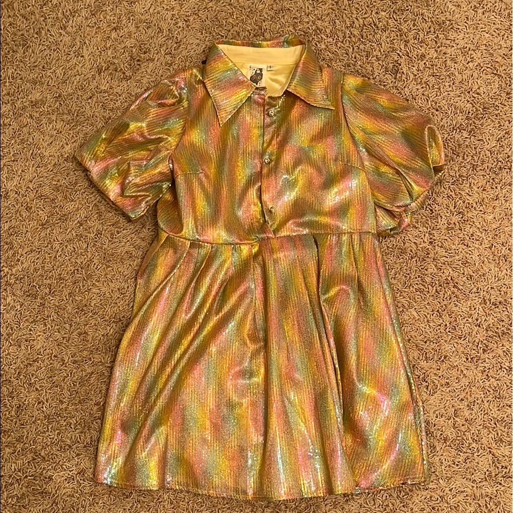 Queen of Sparkles Gold Mini Sequin Collar Dress